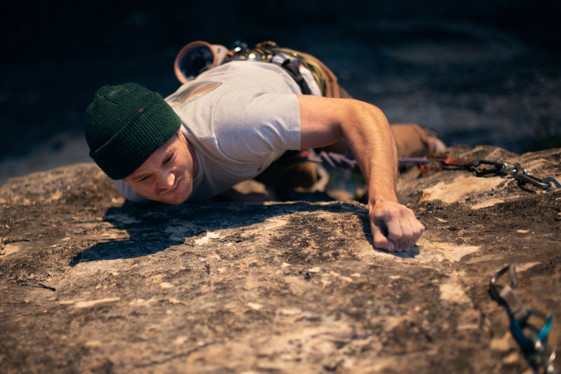 Alex crimping hard through the crux.
<br>
Instagram: tg_hammond