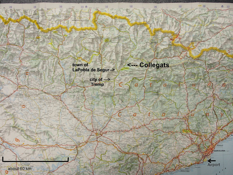 NorthEast Spain - Barcellonia to Collegats Map