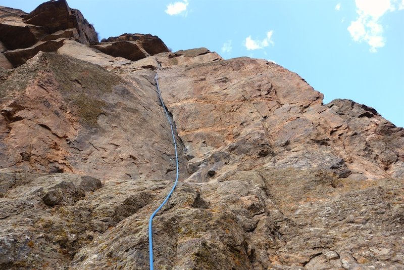 Pitch 5 (5.10 option). Sex Comedy. Awesome crack climbing.
