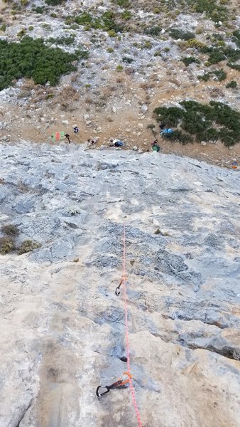 When the belayers start looking this small you know it's a ridiculously long single pitch of climbing.