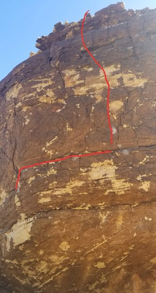 Here is the traverse that goes to the Right and then up the face. The farthest I got was halfway up this face (the highest chalk mark)