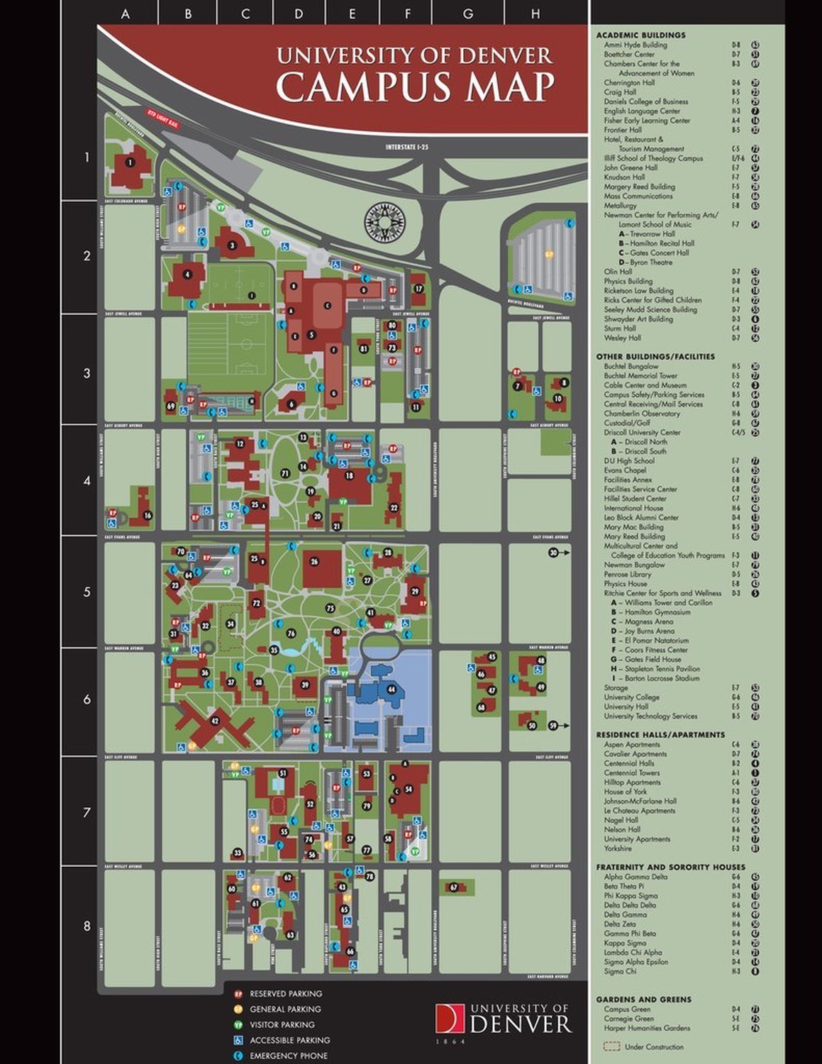 Campus map for finding certain buildings.