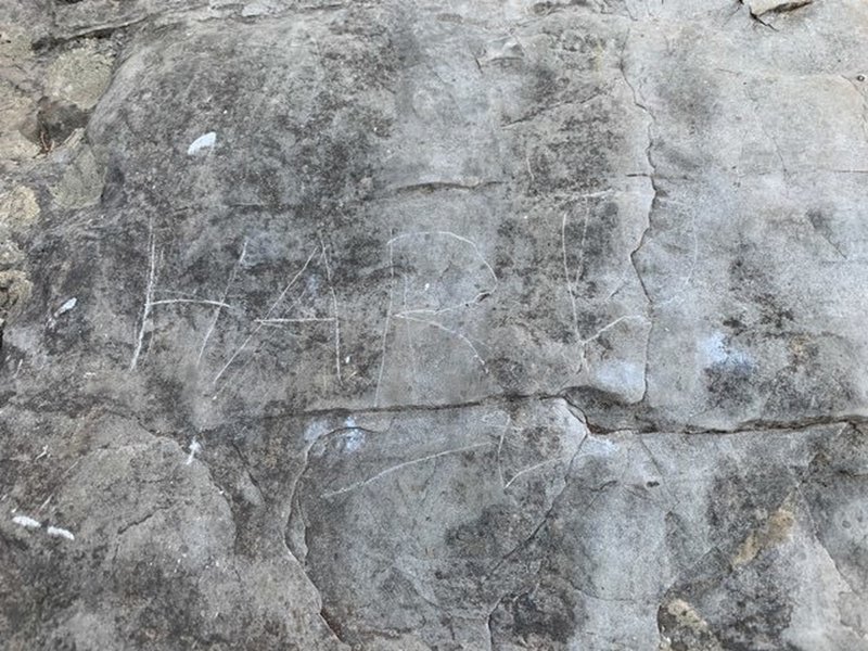 Why in the world would someone feel the need to deface the rock like this? Perhaps this is their English translation of "Fuerte" which is written in paint directly to the right.