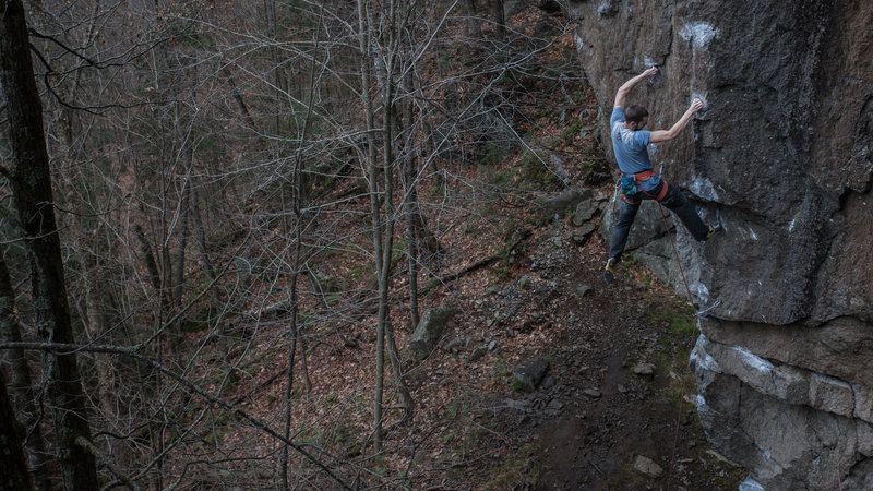Vincent Fortin on a redpoint attempt