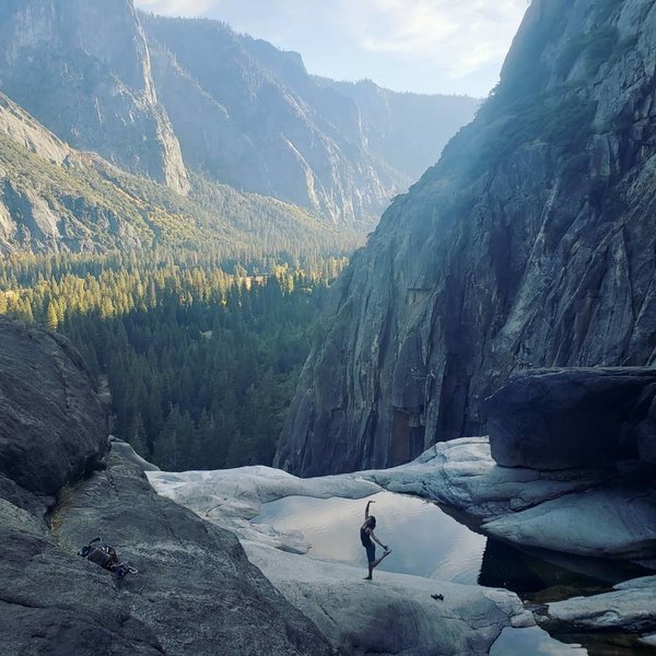 The prize: Yosemite falls pools climbers left of the topout
