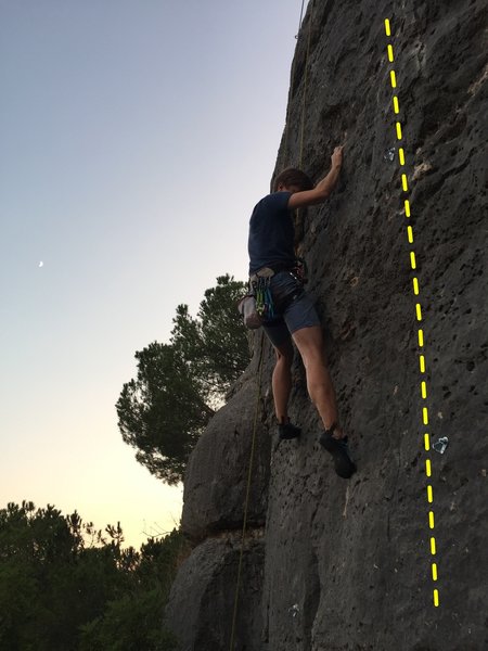 Konrad on For Charlotte. Happy Birthday Jad! climbs the bolts to Konrad's right.