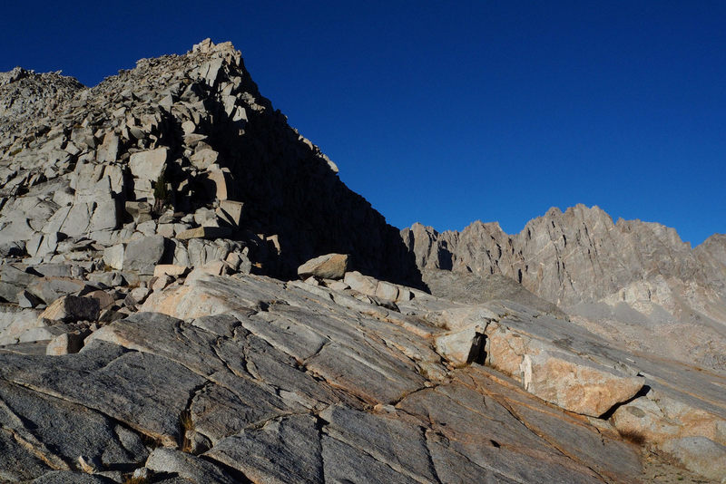 Looking back at the crest from Knapsack Col at the end of a long day. Camped down in the meadows to the north and not that far from the trail to Bishop Pass - Sept 2018
