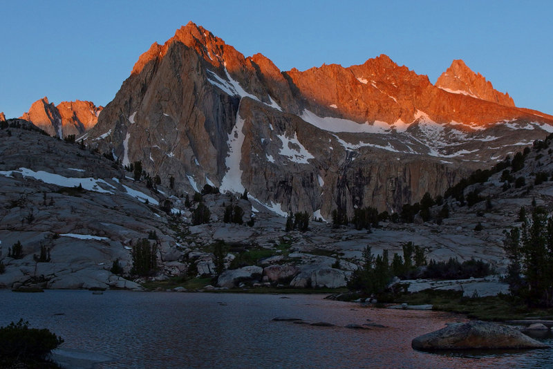 Sunrise from Sailor Lake: Clyde Spires, Picture Peak and Haeckel - June 2013