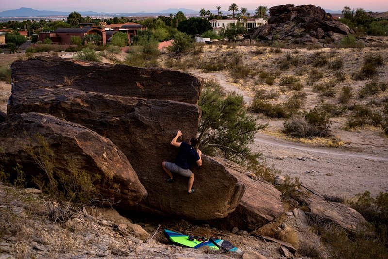 Dusk bouldering session at South Mountain
