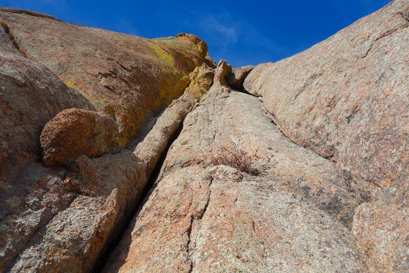 Pitch 2. Find this corner/crack system around to the right and climb it.