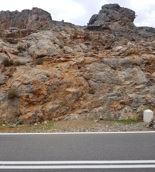 A view from the parking at a short via ferrata and approach trail to Fire Wall