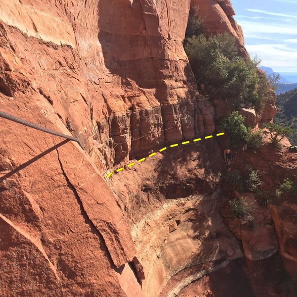 Looking back at the Traverse from P1 anchor.