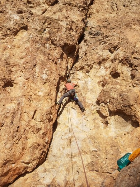 Starting up the crack variation of pitch four.
