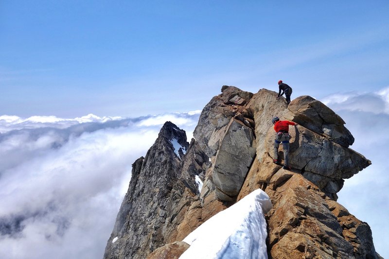 Taking the path of least resistance on the summit ridge. July 6th 2019