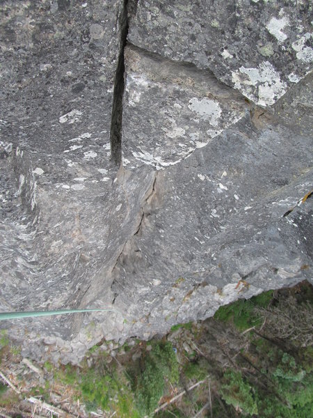View down from crux roof