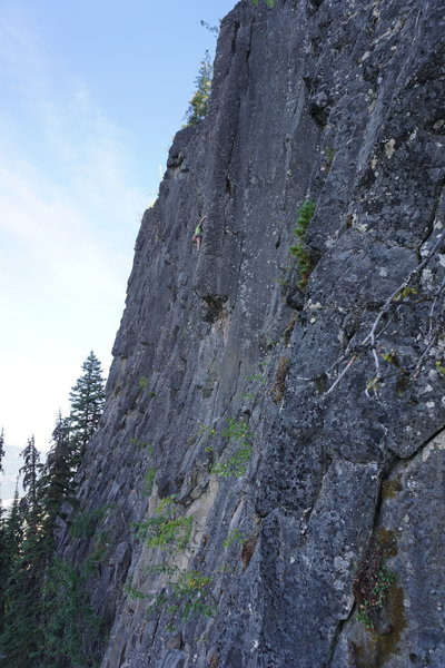 Weaving through roofs below the crux
