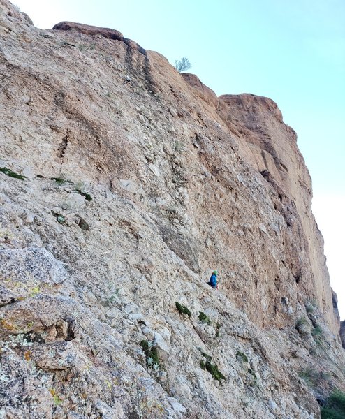 raph nearing the chains Charlie on belay