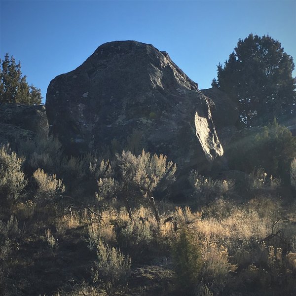 Climbing in Martial Arts Boulder, East Idaho