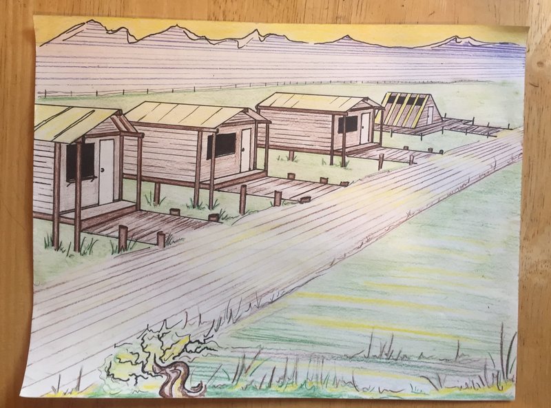 Basic concept drawing  of some cabins on the ranch!