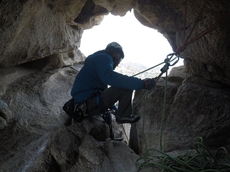 Daniel MacLeod belaying from the eye