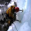 John Fitzgibbon starting the last pitch of Maine Line...tip toeing through delicate icicles...Feb 2006