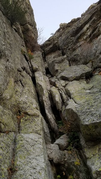 Looking up at 6th pitch (right side of gendarme). Climb from 11/9/19