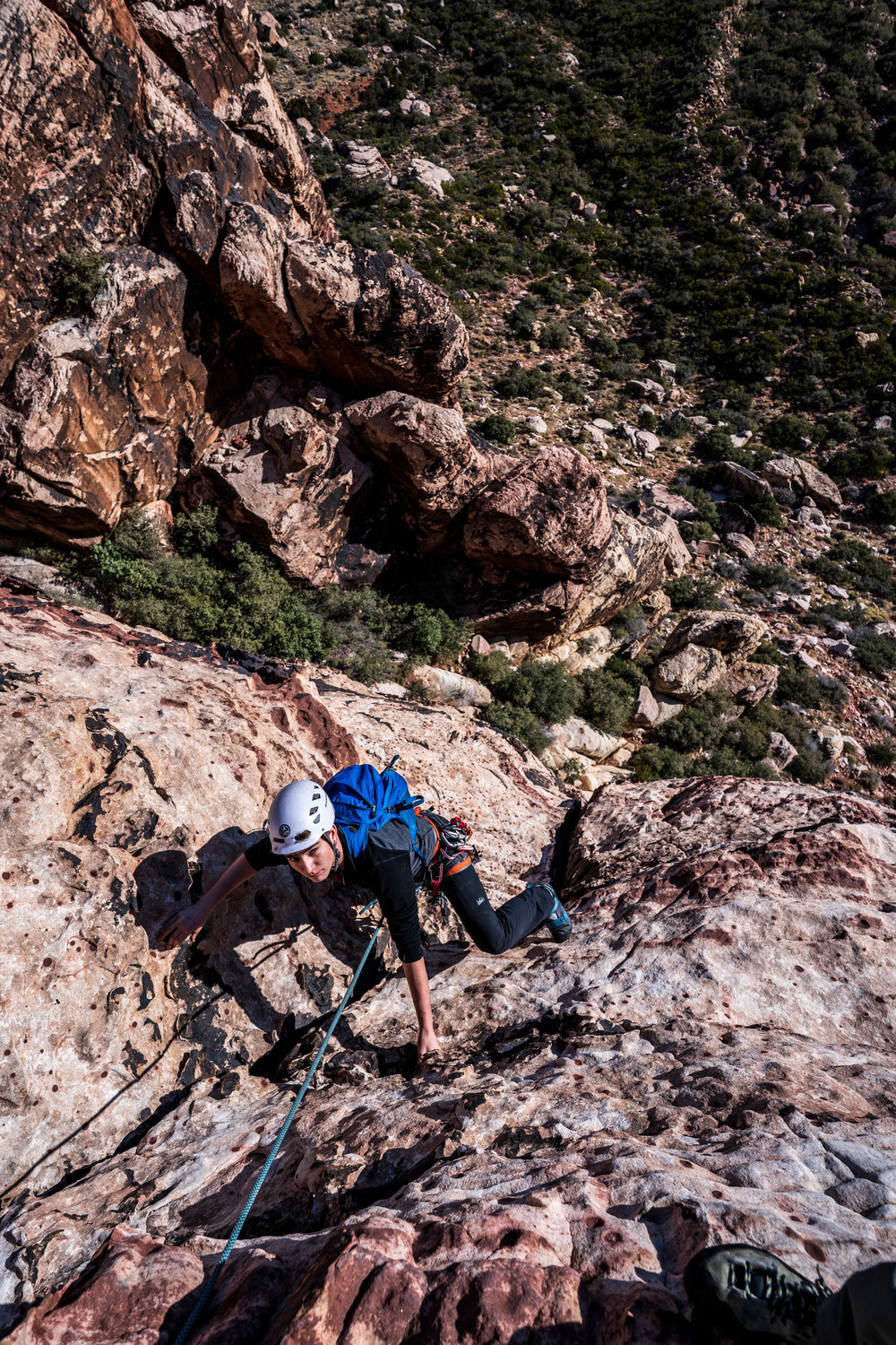 Top of 1st pitch. Photo by Ben Wu, Jackson Hole Mountain Guides.