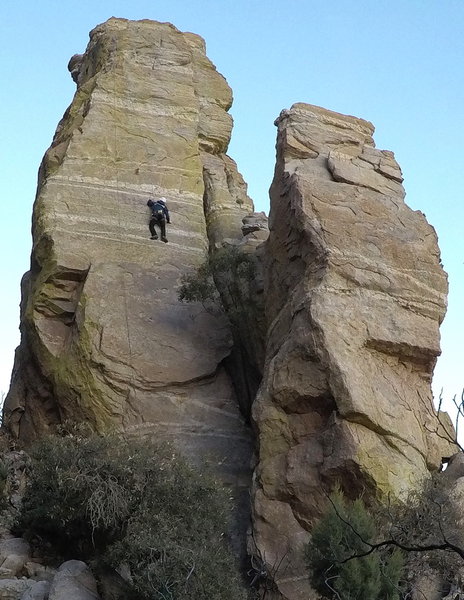 Using a top-rope from the neighboring route with a directional