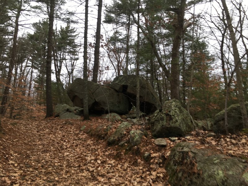 The boulders as seen from the east on the trail.