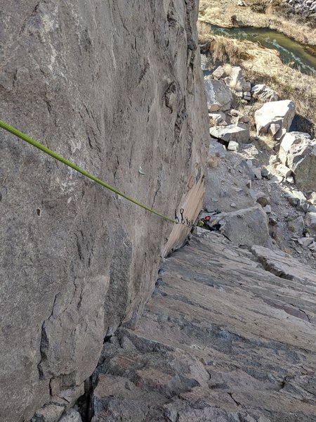 Better view of looking down the bolts from the anchor ledge