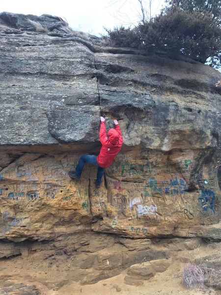 Chris tackling the overhang