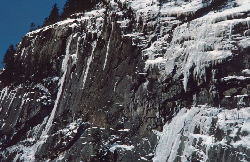 The Rouner brothers seen from a distance on the FA of the Myth in 1976. They had asked me to go with them, but I was asked to help a friend in a court appearance so missed out on this historic first ascent.