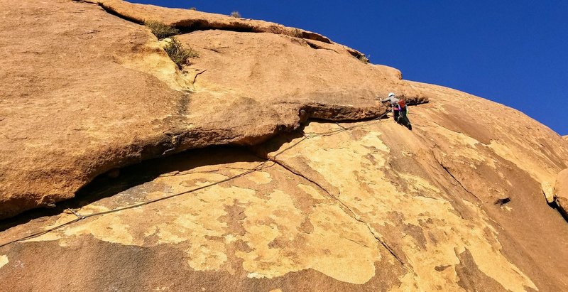 Allyson Gunsallus on the second pitch traverse