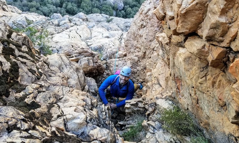 Top of the crux pitch
