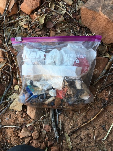 A bag of micro trash from the Rocker. Please do your part to pick up after yourself and other.