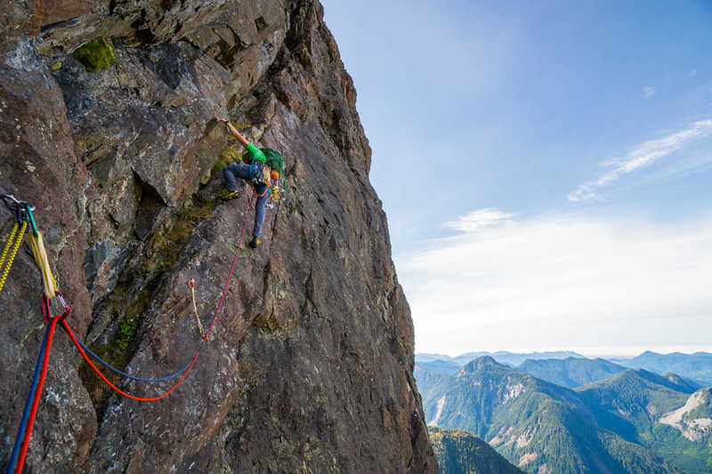 Kris climbing pitch 17