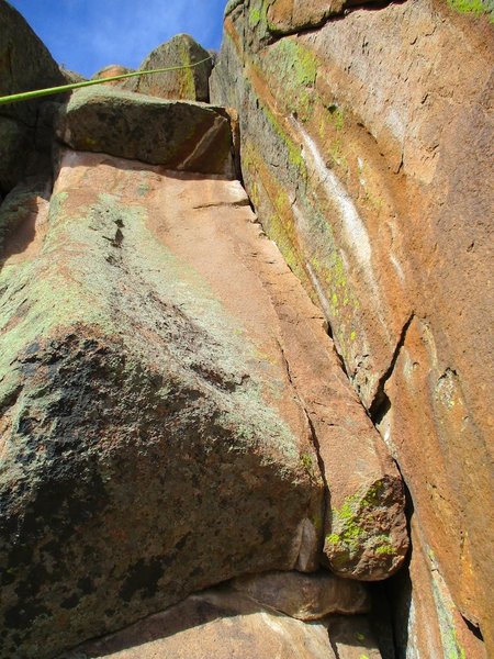 Corner and roof crux on Alive and Kicking.