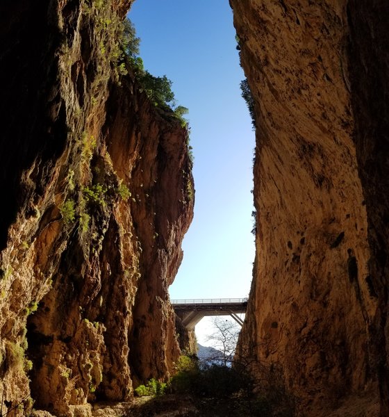 Checking out the view down valley of this spectacular canyon and the bridge on highway D400.