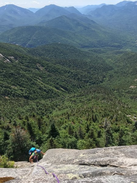 From the top belay on a bluebird day