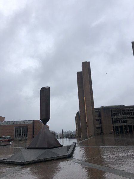 The Broken Obelisk (in the background Meany Hall, George Washington, Campanile, Odegaard Library)