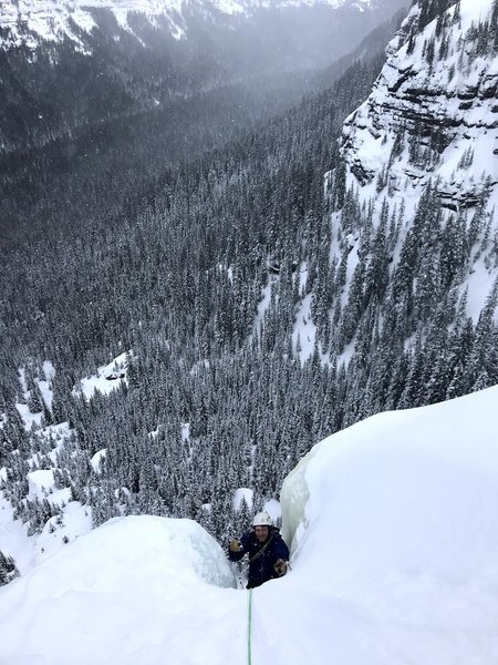Tom coming over the lip of the third pitch. Awesome Exposure!