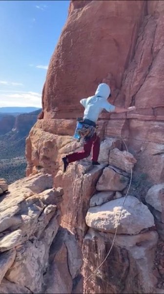 coyote tower jump!
<br>
much more mild compared to the mace jump (except for the choss you have to climb after!)...
<br>
photo my zachary dreher