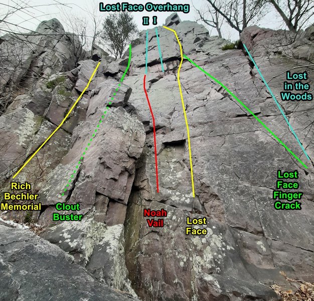 Lost Face routes - Rich Bechler to Lost In the Woods