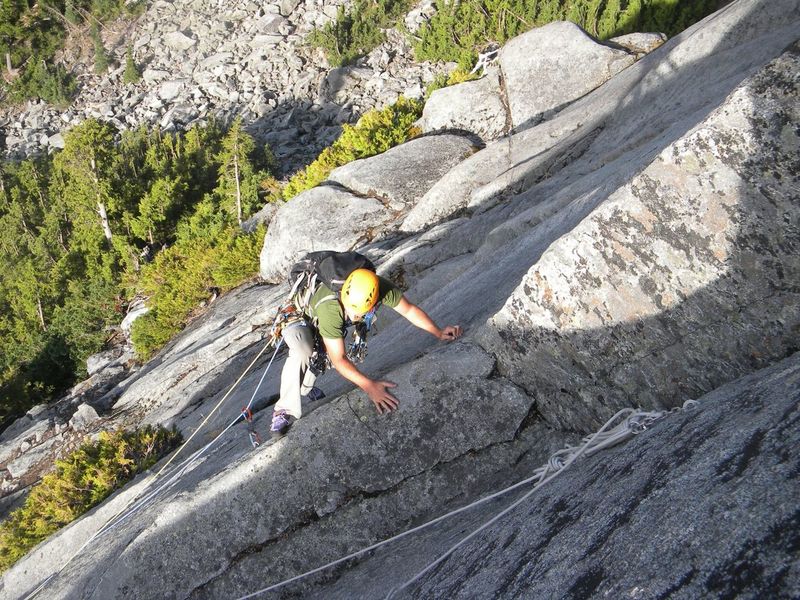 The weekend of FA day, on 8/20/2017, Jim Daubert pulling into the Predihedral on Pitch 2; this anchor since removed.