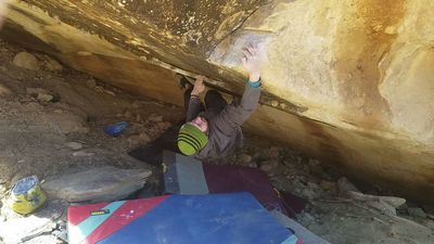 Trevor hitting the first sloper after the jugs.