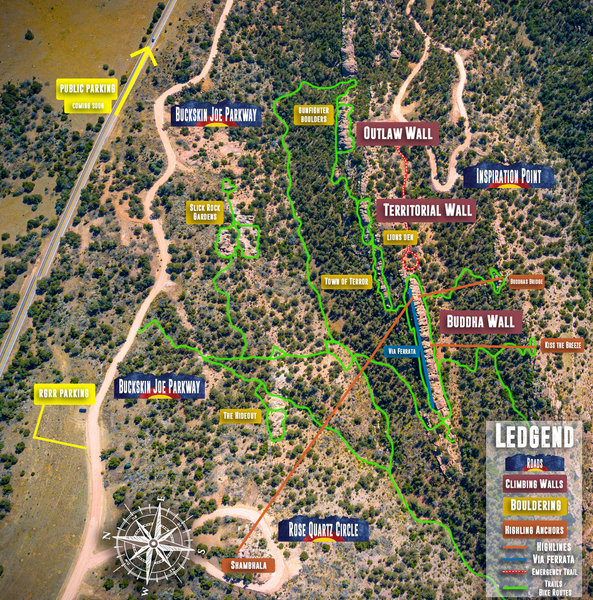 The Buckskin Crags: Climbing and Adventure Area - map.