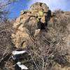 Although the trail can get muddy in the spring/winter, the rock is southwest facing and gets plenty of sun to keep it dry during good weather windows.  (Photo taken in early Feb 2020)