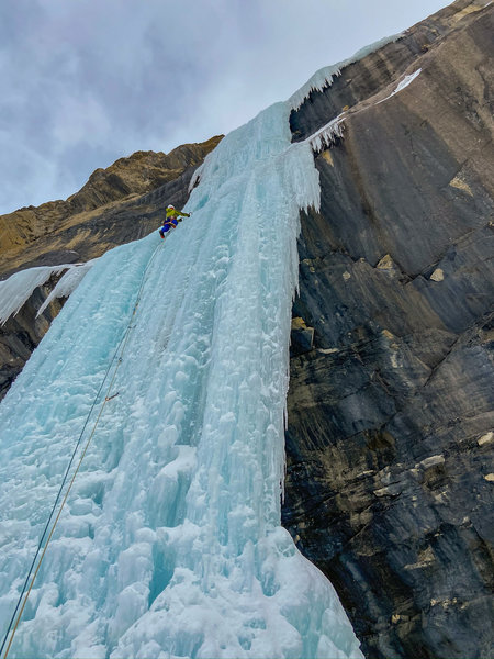 Zach nearing the top of pitch 1.