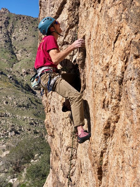 Brian Kennedy at the crux of Clickety Clack, at the Train Station.