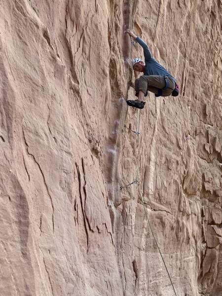 Mid boulder problem. Photo by Selaman Abu Yaqoub